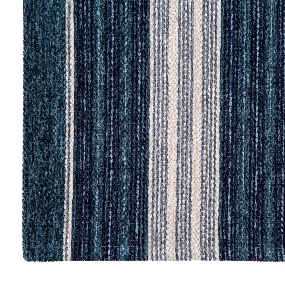 Tapete Chenile 55X85cm Quarto E Sala Havan - Azul Listras Off