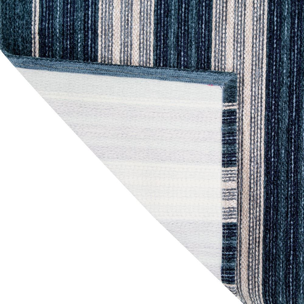 Tapete Chenile 55X85cm Quarto E Sala Havan - Azul Listras Off