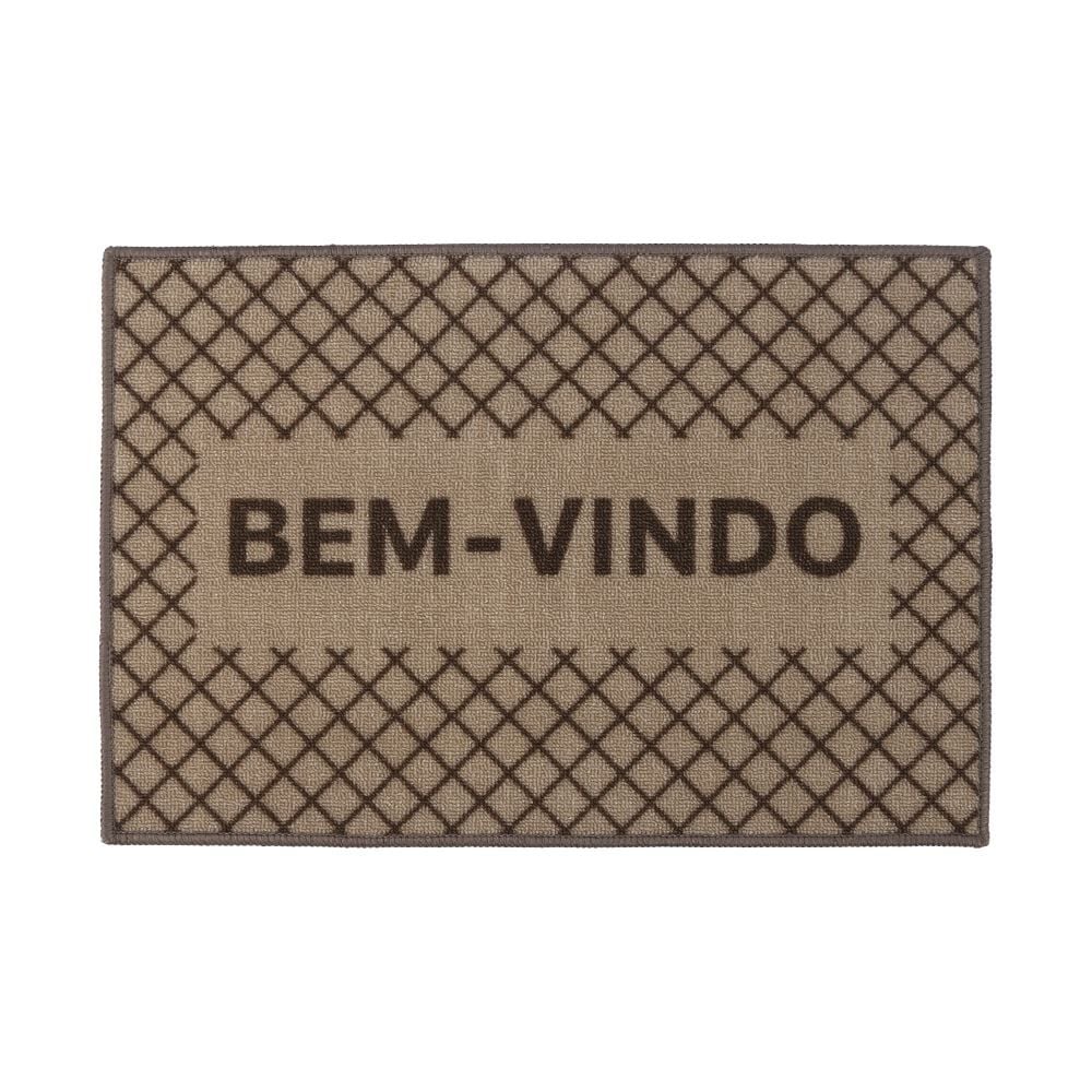 Tapete Capacho de Entrada Divertido 40X60 cm Havan Casa - Bem Vindo Bege