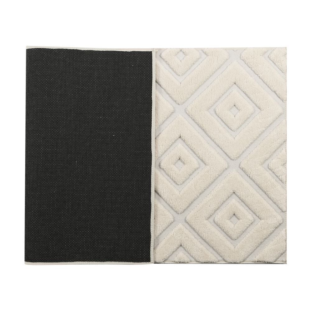 Tapete Para Quarto E Sala 0,80X1,50 M Milano Havan Casa - Marfim Losango