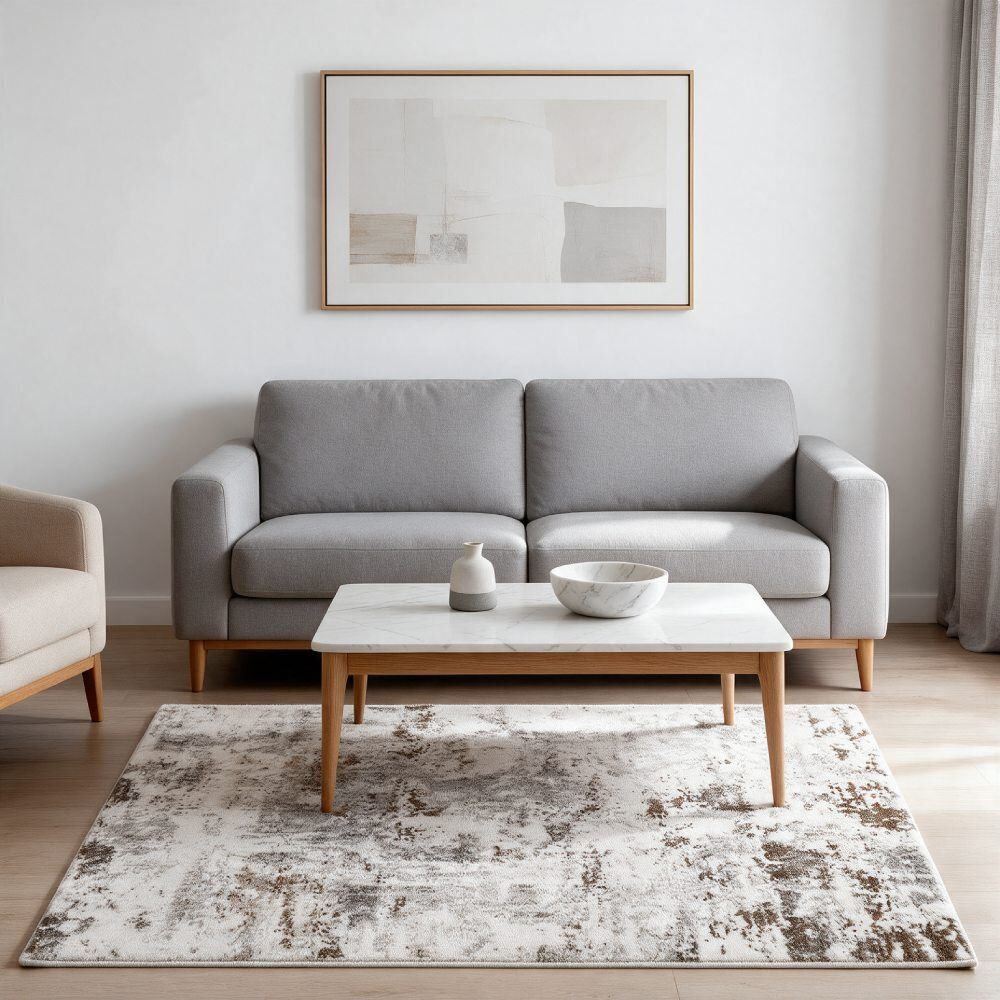 Tapete para Quarto Ou Sala 1,40 X 2,00M Ibiza Havan Casa - Creme Marrom