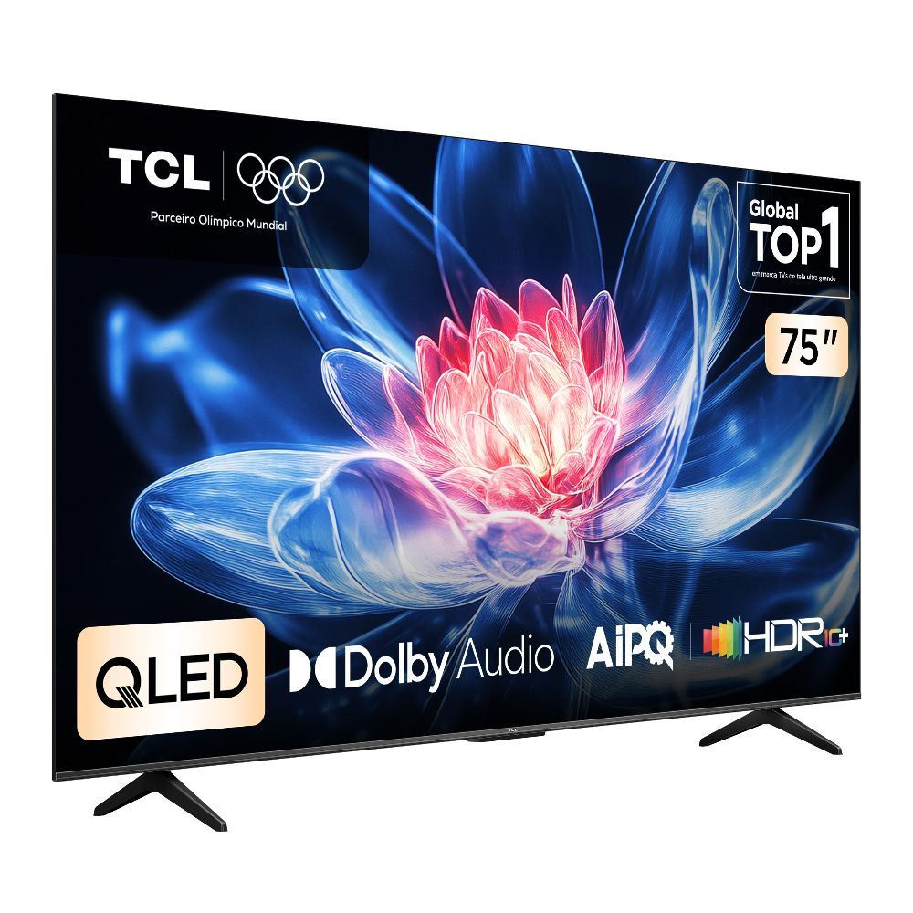 Tcl Advanced 4K Qled Tv 75" T6c Google Tv, Processador Aipq, Tela Hva,