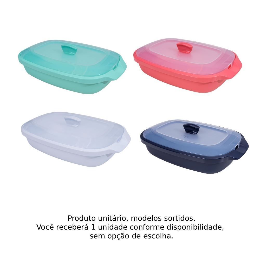 Tigela Oval com Tampa Allure Dup 2 Litros - Sortido