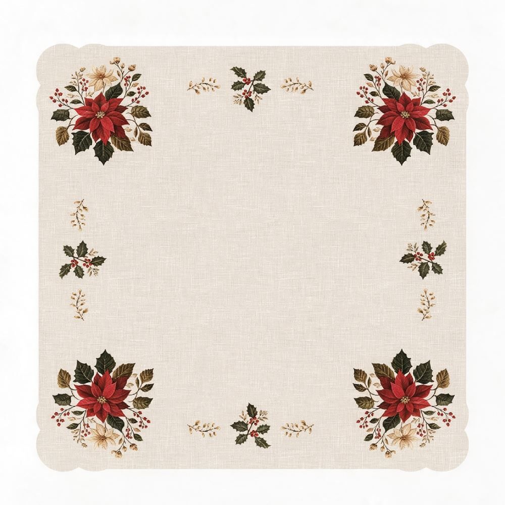 Toalha Centro de Mesa Allegra 65X65cm Havan Casa - Flor de Natal