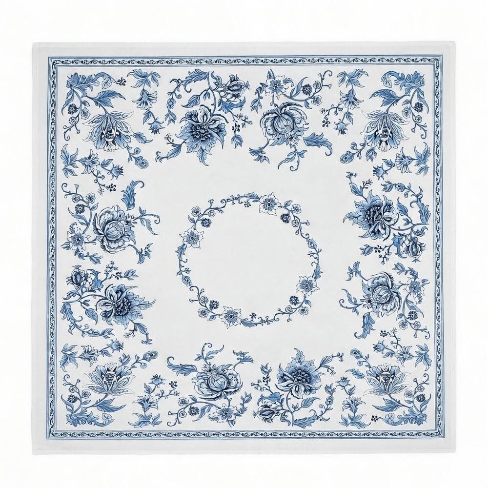 Toalha Centro de Mesa 78X78cm Clean Döhler - Chintz Azul Novo