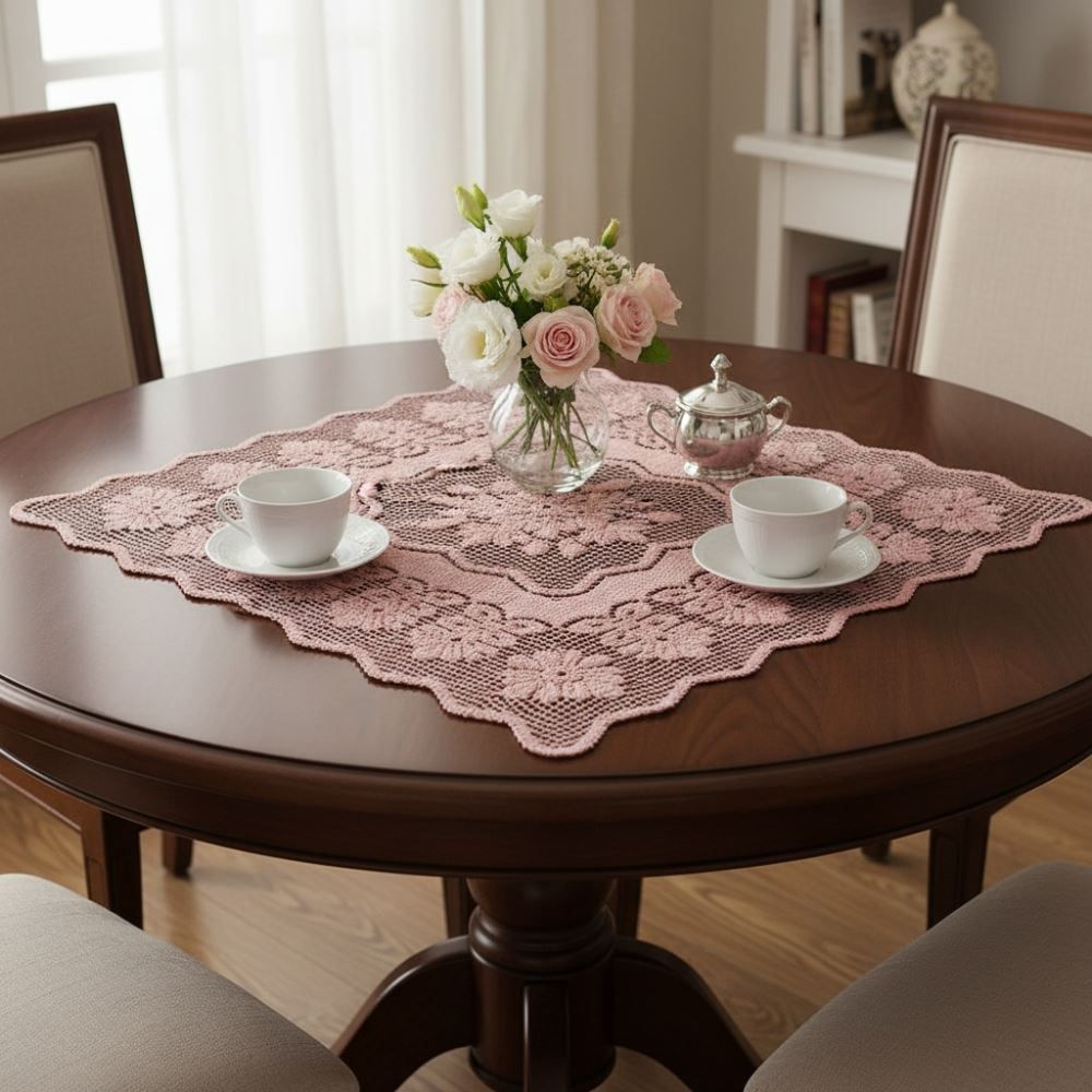 Toalha Centro de Mesa Quadrada 75Cm X 75Cm Arabesco Havan - Rose