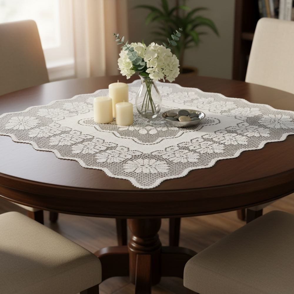 Toalha Centro de Mesa Quadrada 75Cm X 75Cm Arabesco Havan - Branco