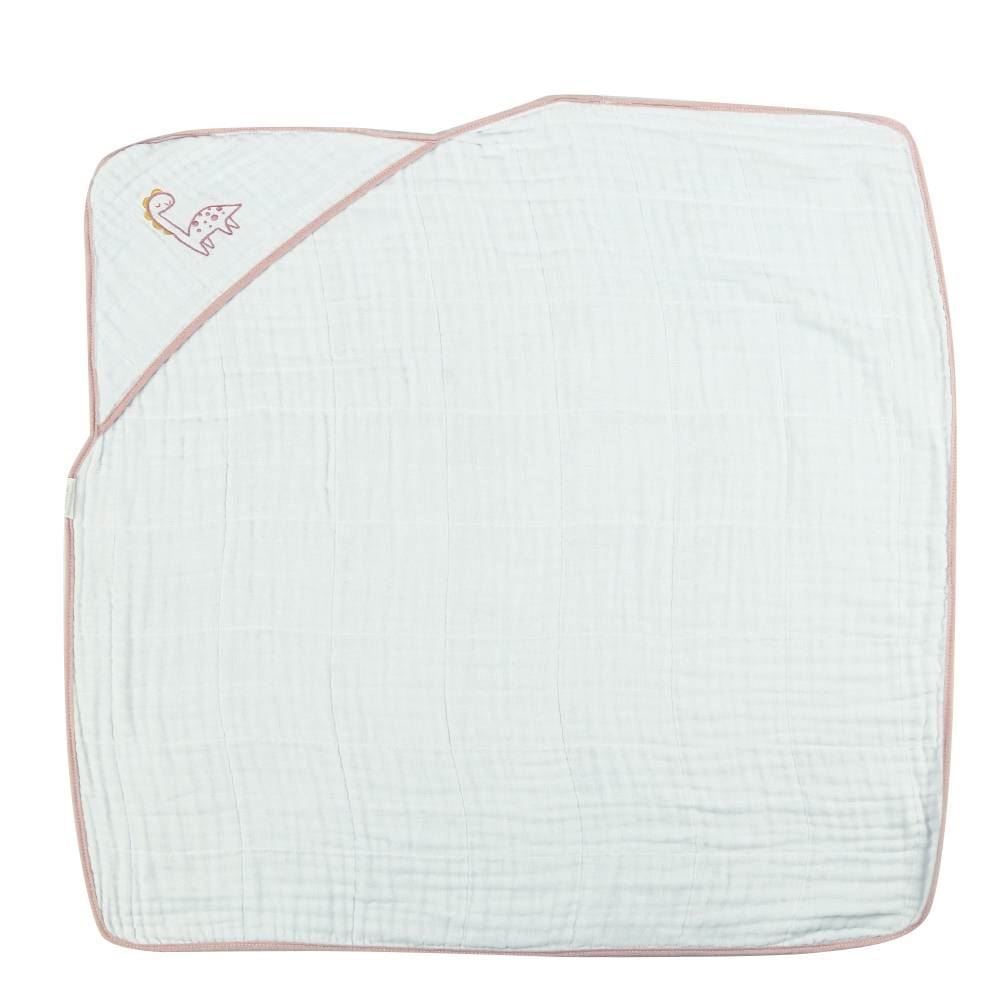 Toalha Com Capuz De Canto Soft 80X80cm Havan Baby - Dino Rosa