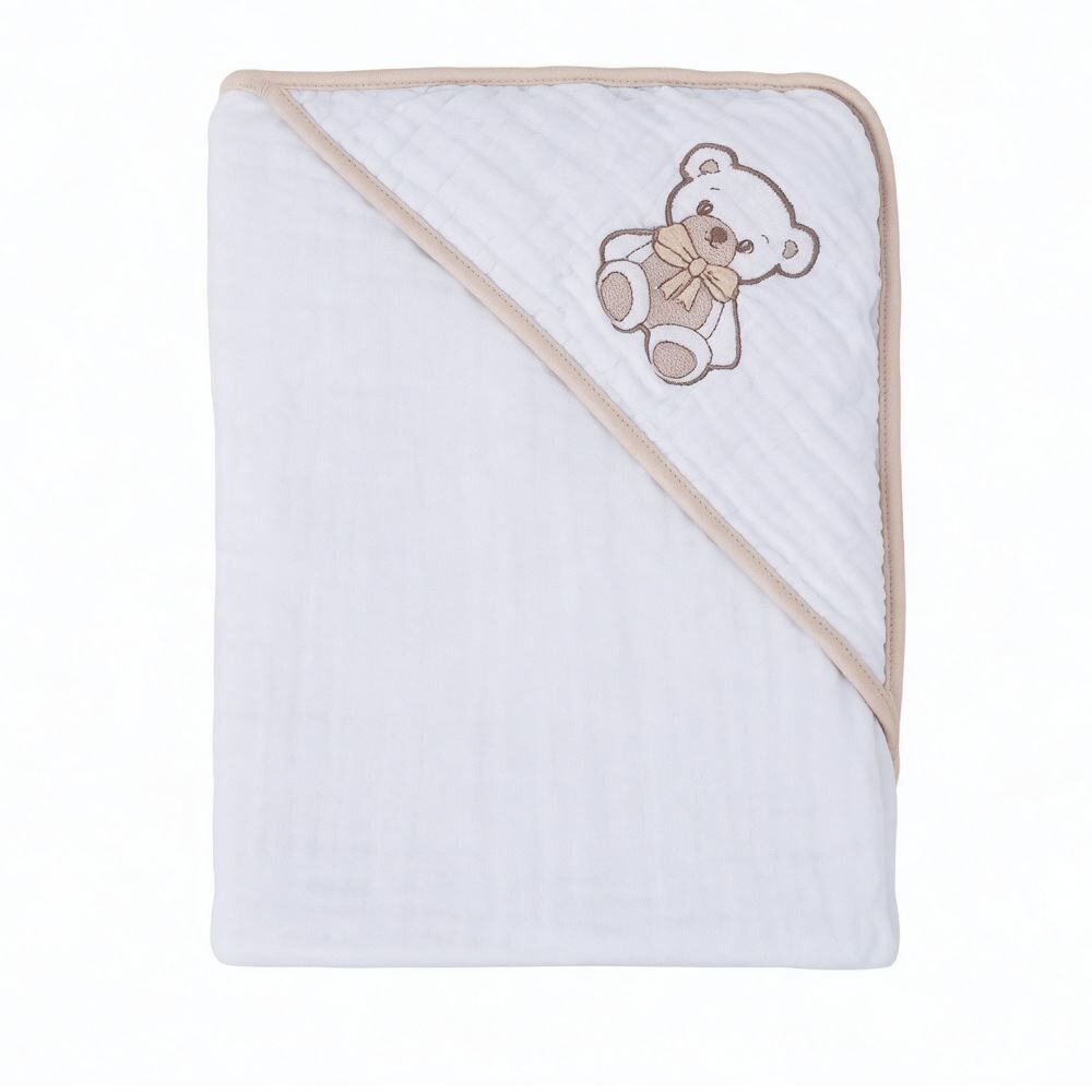 Toalha de Banho Bebê com Capuz de Canto Soft 80X80cm Havan Baby - Urso Bege