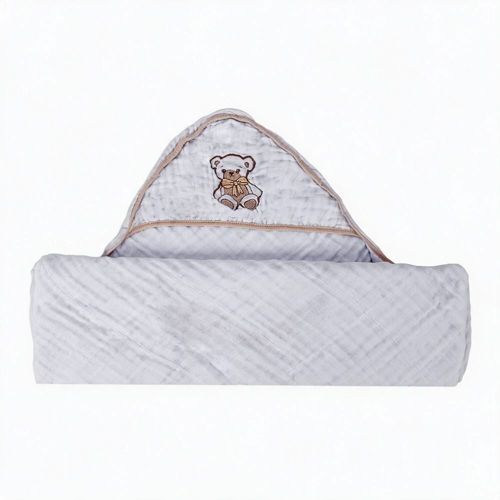 Toalha de Banho Bebê com Capuz de Canto Soft 80X80cm Havan Baby - Urso Bege