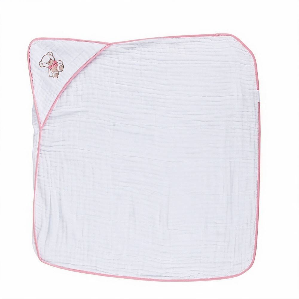 Toalha de Banho Bebê com Capuz de Canto Soft 80X80cm Havan Baby - Urso Rosa