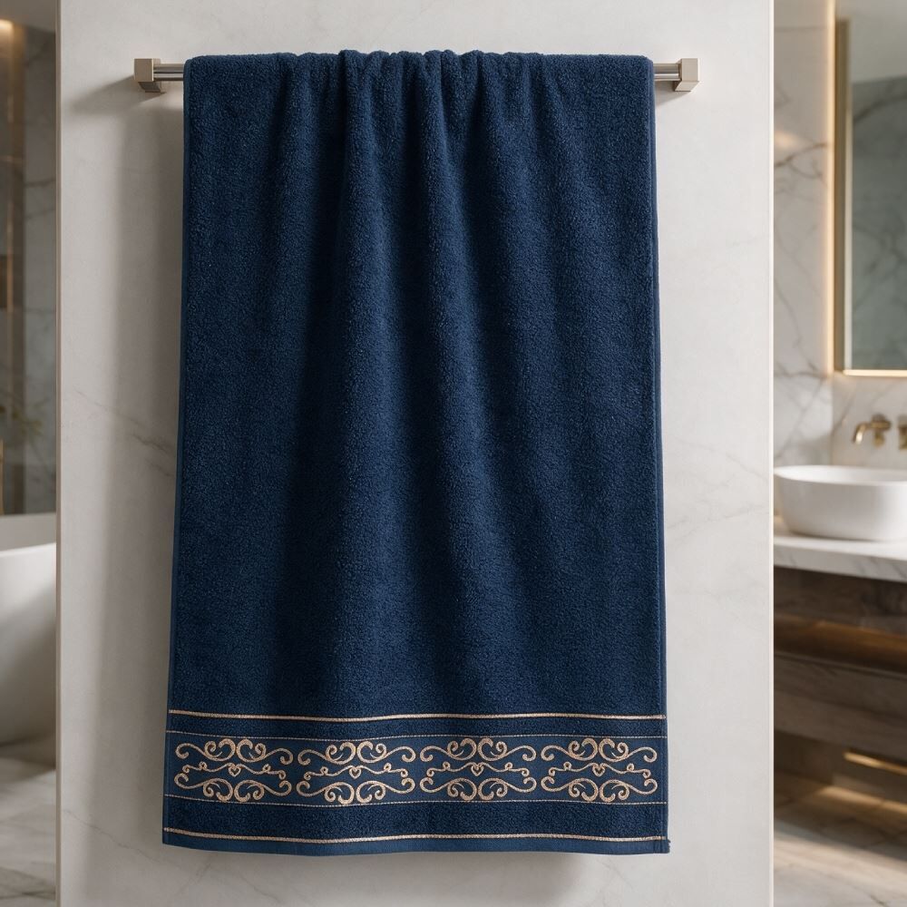 Toalha de Banho 100% Algodão Napole Havan Casa - Azul Noite