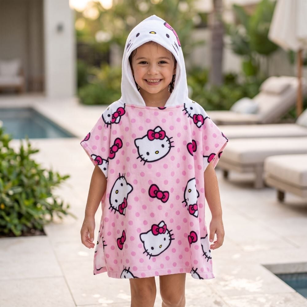 Toalha de Banho Poncho Infantil Sanrio 60X120cm - Hello Kitty