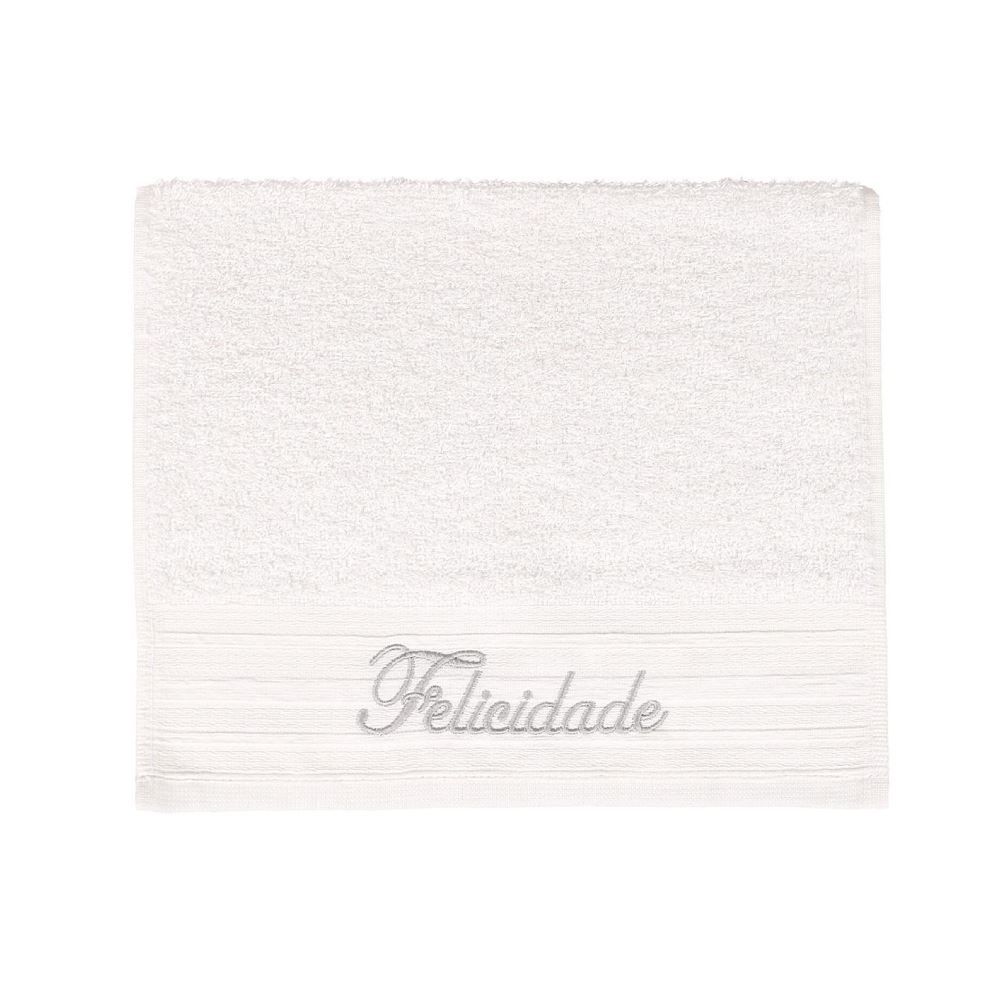Toalha de Lavabo Bordada Desejos Havan Casa - Off White Felicidade