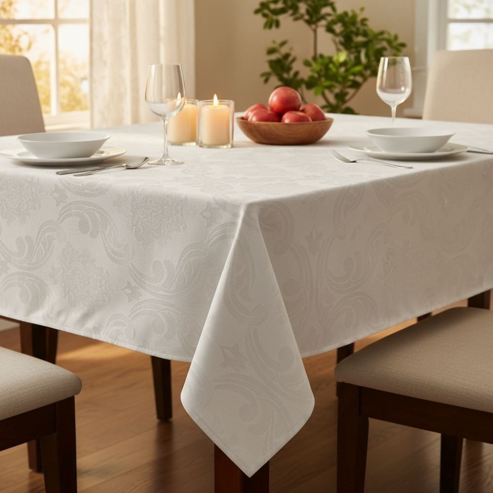 Toalha de Mesa 1,35M X 1,35M Elegance Havan Casa - Arabesco Branco