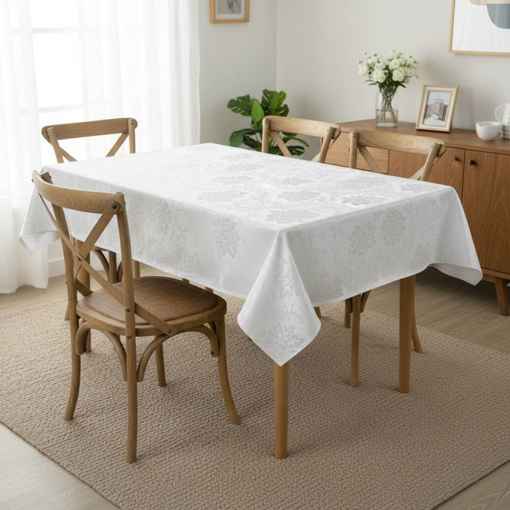 Toalha de Mesa 1,35M X 2,10M Elegance Havan Casa - Arabesco Branco