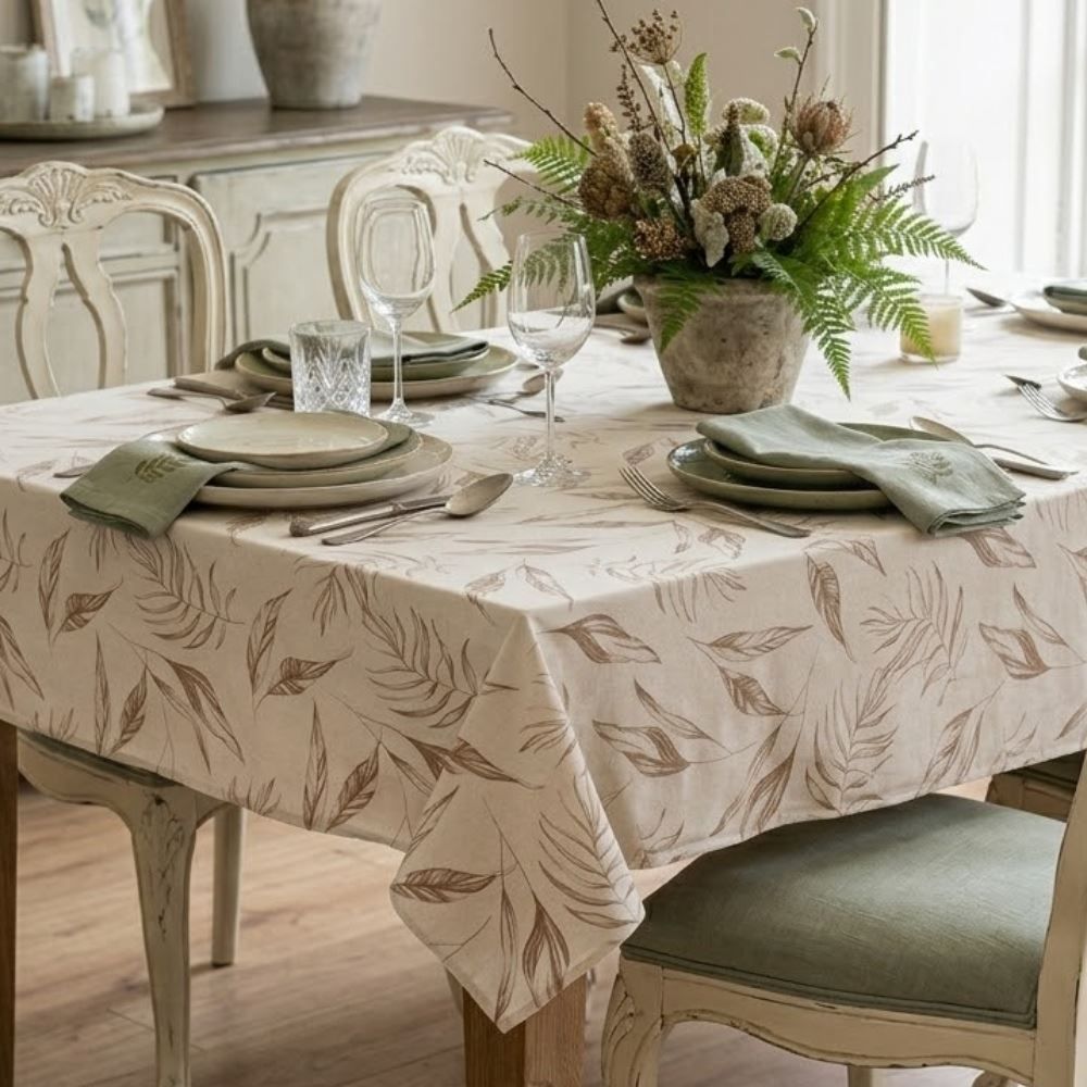 Toalha de Mesa 1,40M X 2,10M Verona Havan Casa - Bege Folhas