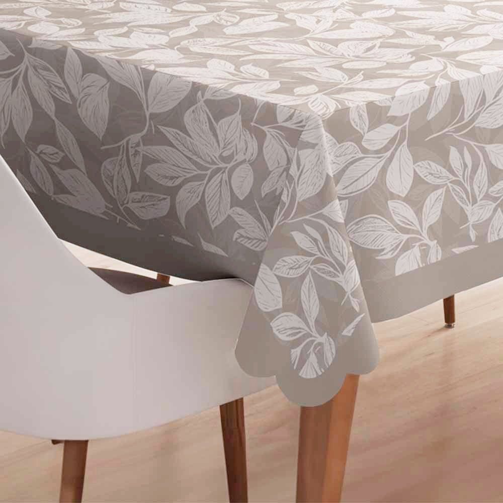 Toalha De Mesa 1,40 X 2,10 M Estampada Havan Casa - Folhas Cinza