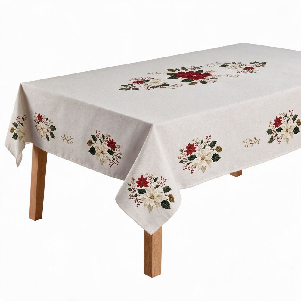 Toalha de Mesa Retangular Allegra 1,40X2,10M Havan Casa - Flor de Natal