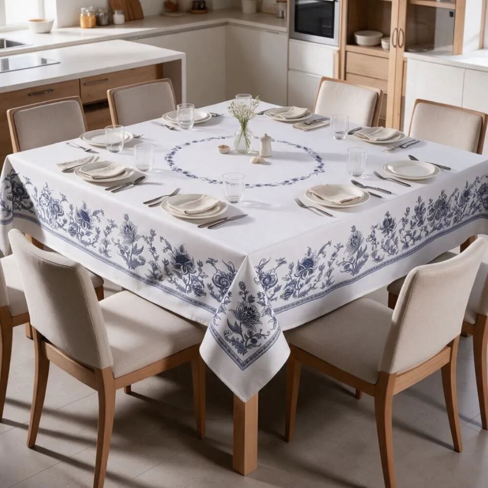 Toalha de Mesa Retangular 1,40X2,10M Clean Döhler - Chintz Azul Novo