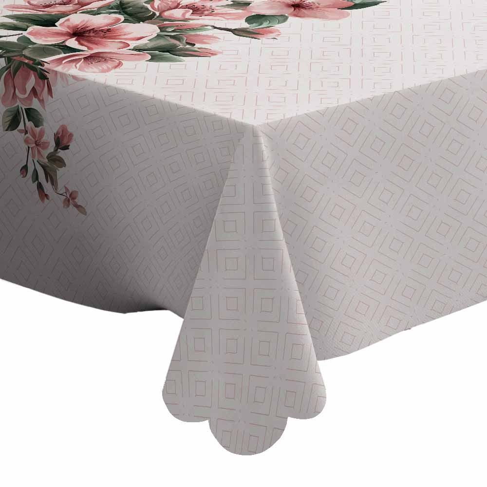 Toalha de Mesa 1,40 X 2,50 m Estampada Havan Casa - FLORAL ROSA CENTRO