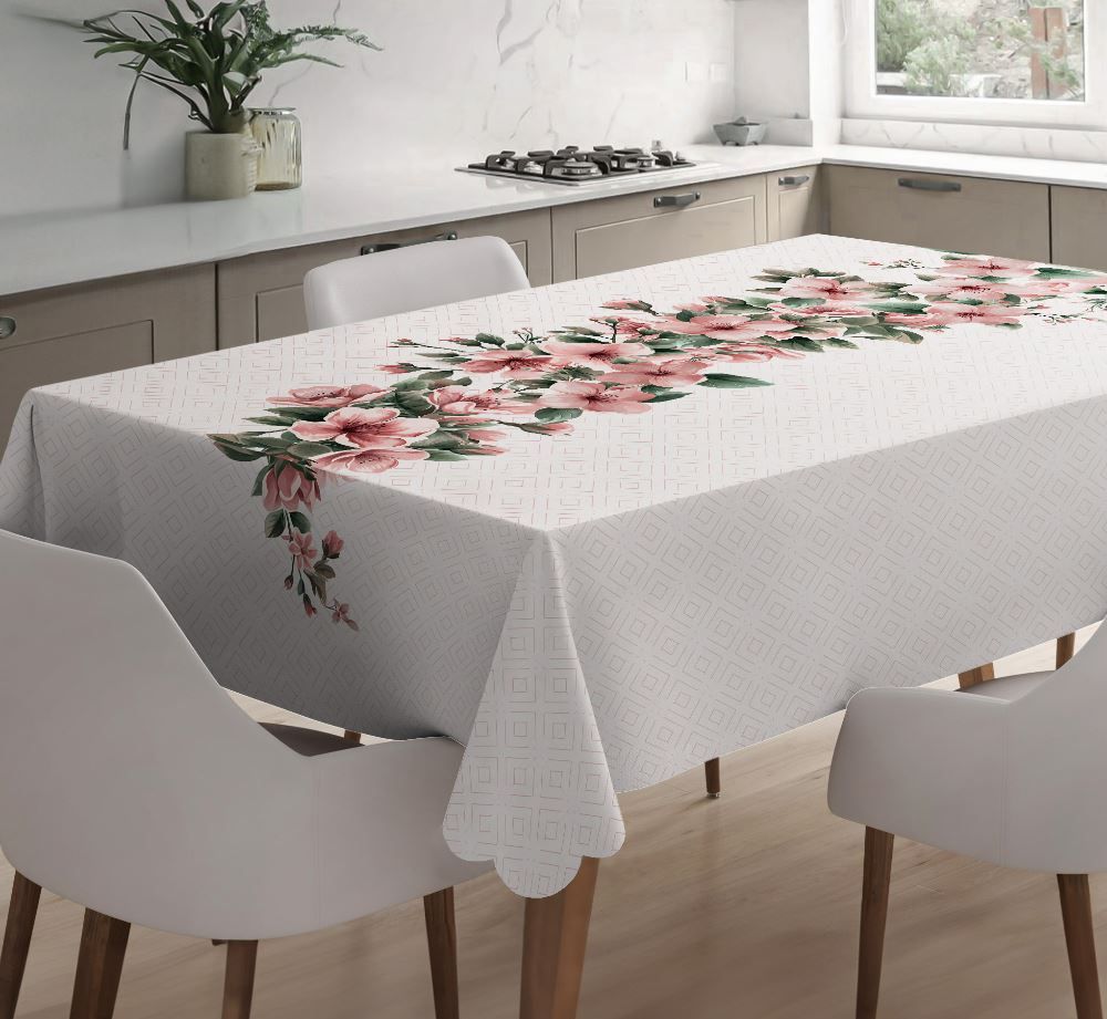 Toalha de Mesa 1,40 X 2,50 m Estampada Havan Casa - FLORAL ROSA CENTRO