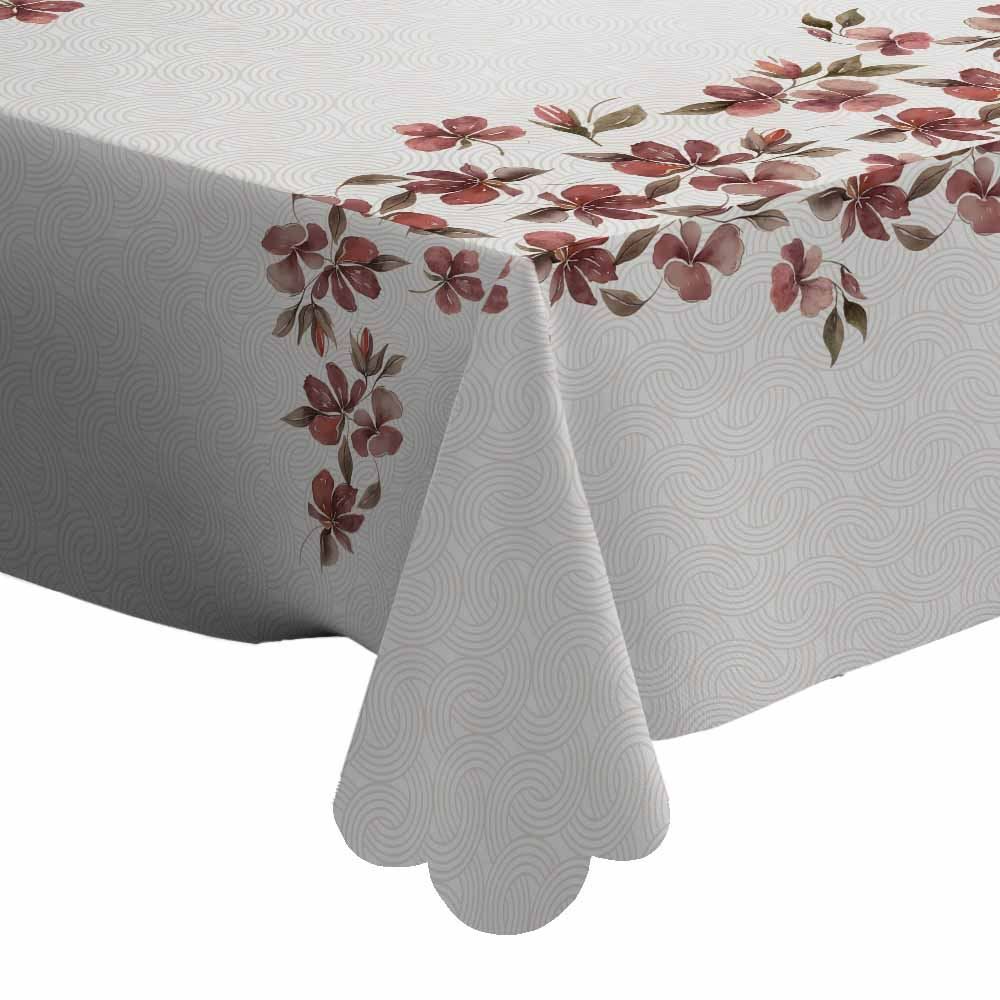  Toalha de Mesa 1,40 X 2,50 m Estampada Havan Casa - FLORAL BORDO