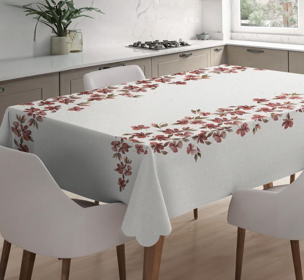  Toalha de Mesa 1,40 X 2,50 m Estampada Havan Casa - FLORAL BORDO