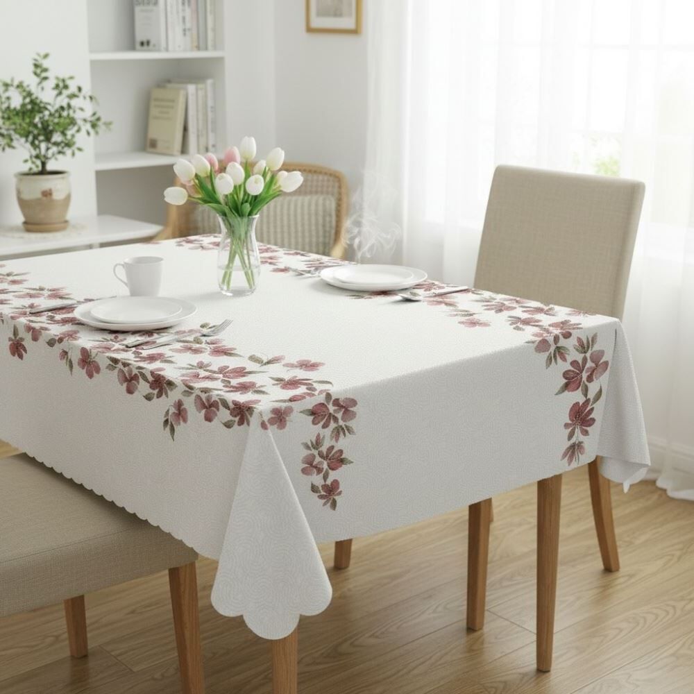  Toalha de Mesa Retangular 1,40M X 2,50M Estampada Havan Casa - Floral Bordô