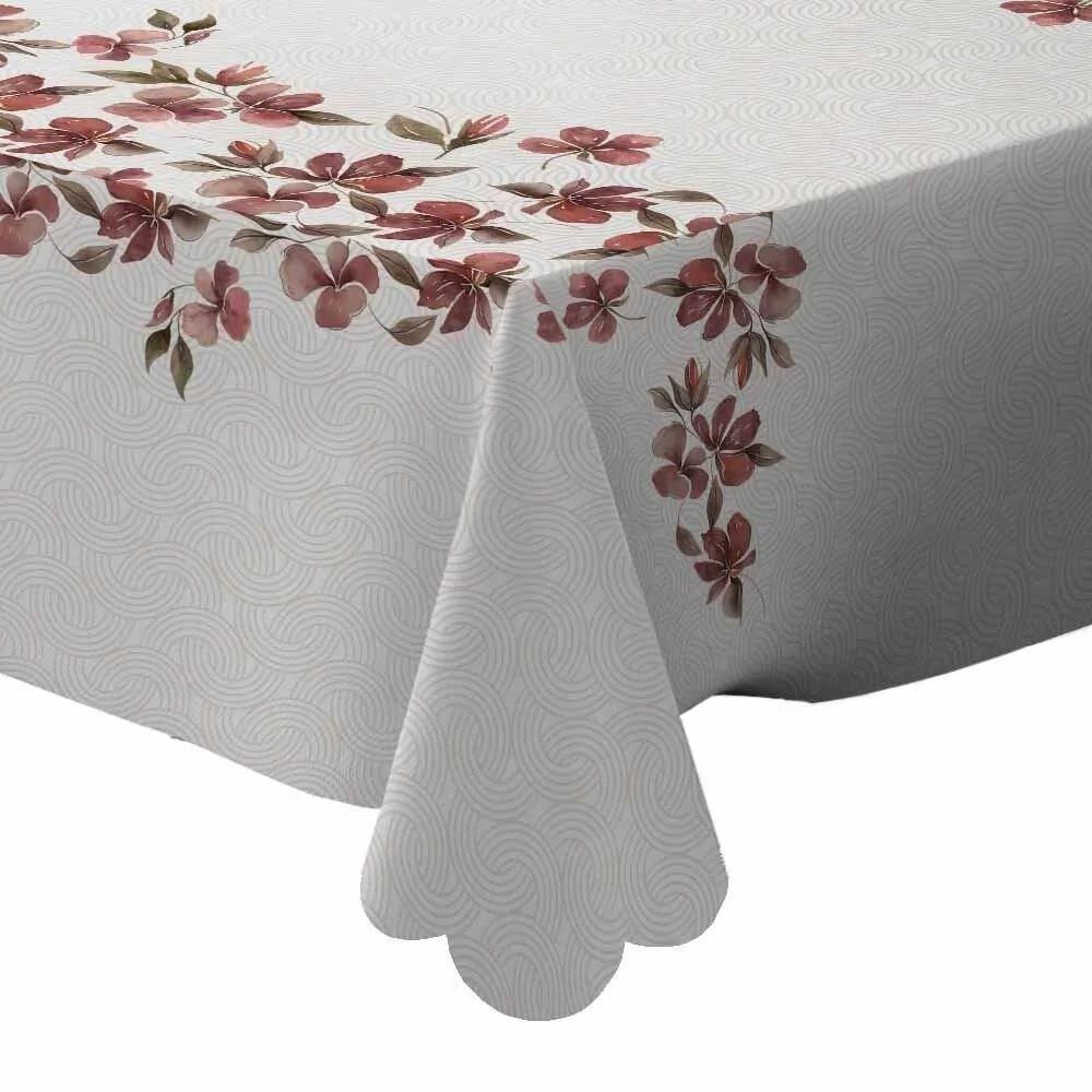  Toalha de Mesa Retangular 1,40M X 2,50M Estampada Havan Casa - Floral Bordô