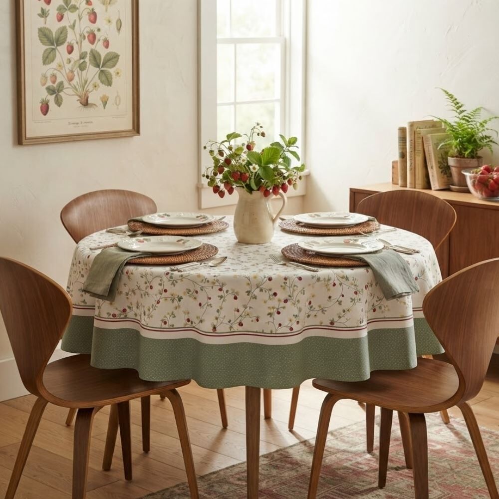 Toalha de Mesa 1,50M Redonda Estampada Havan Casa - Morangos