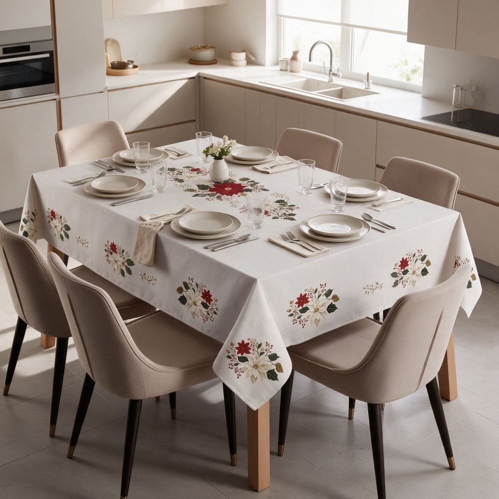 Toalha de Mesa Retangular Allegra 1,40X2,50M Havan Casa - Flor de Natal