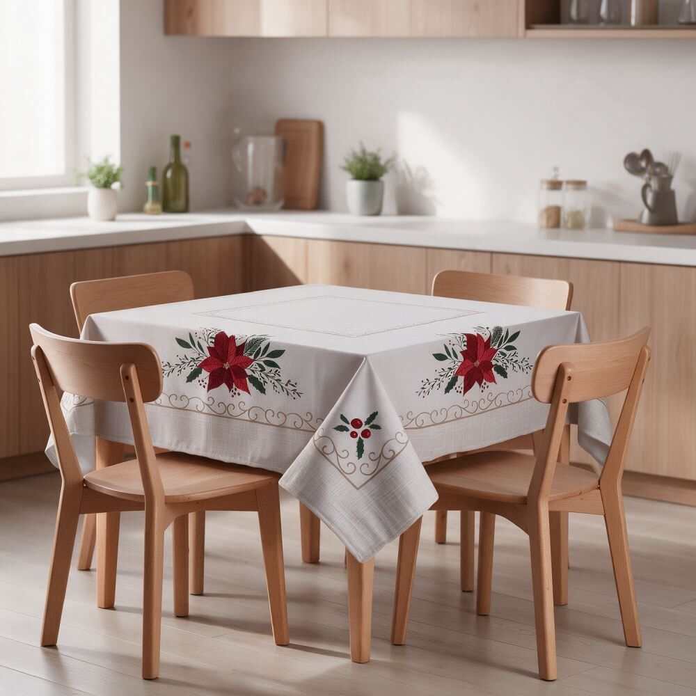 Toalha de Mesa Quadrada Natal Athenas 78X78cm Dohler - Flor de Natal