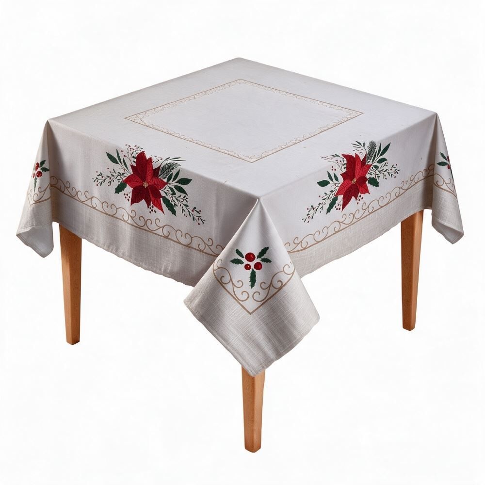 Toalha de Mesa Quadrada Natal Athenas 1,40X1,40M Döhler - Flor de Natal