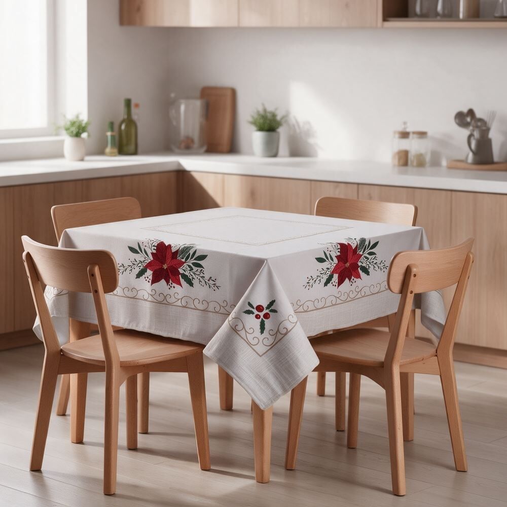 Toalha de Mesa Quadrada Natal Athenas 1,40X1,40M Döhler - Flor de Natal