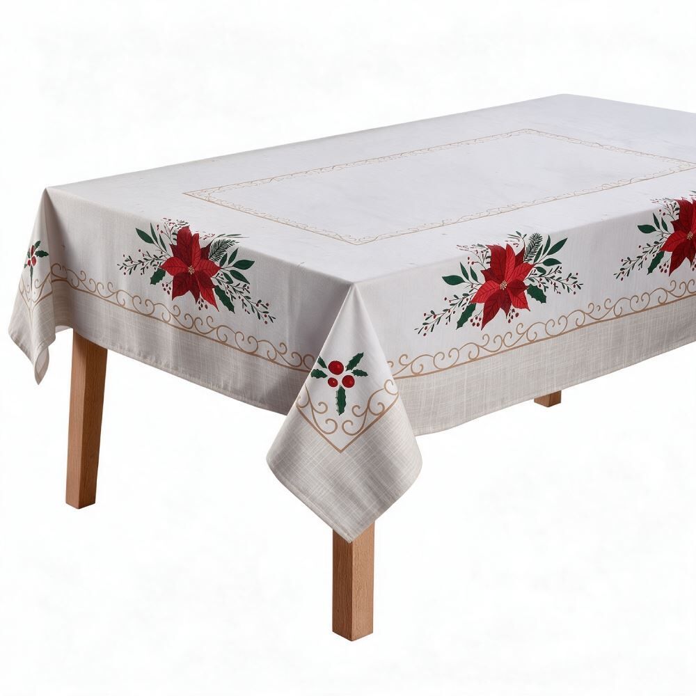 Toalha de Mesa Retangular Natal Athenas 1,40X2,10M Döhler - Flor De Natal