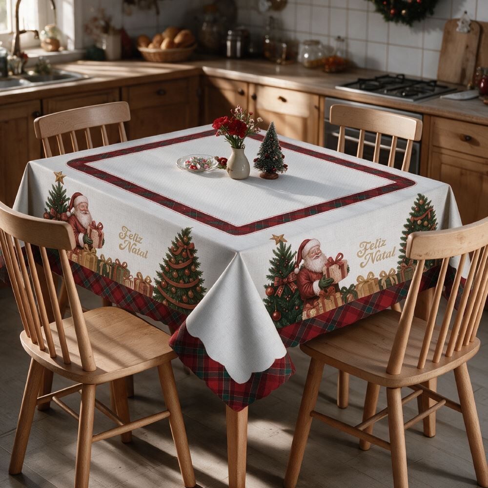 Toalha de Mesa Quadrada Natal Encantado 1,40X1,40M Havan Casa - Noel