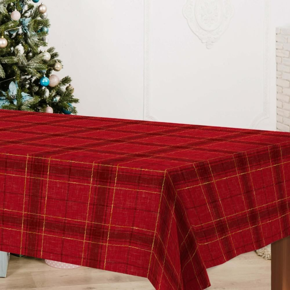 Toalha de Mesa Natalina 1,40X2,10 m Natal Encantado Havan Casa - Xadrez Vermelho