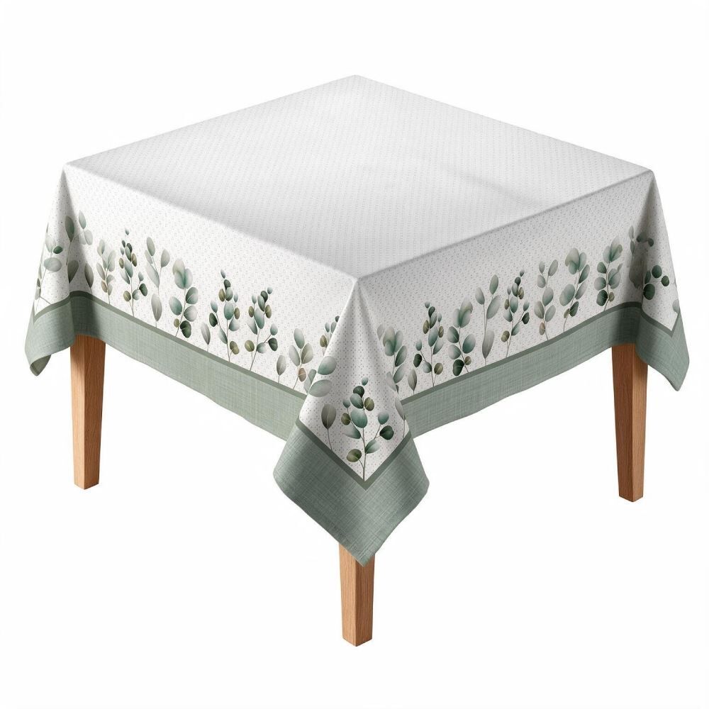 Toalha de Mesa Quadrada 1,80X1,80 m Clean Renova Döhler - Folhas Verdes