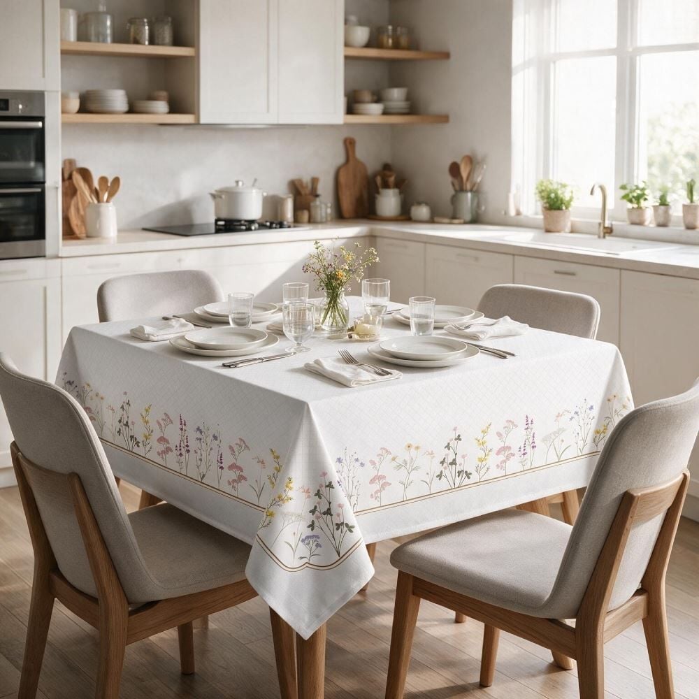 Toalha de Mesa Quadrada 1,80X1,80 m Clean Renova Döhler - Floral Boho