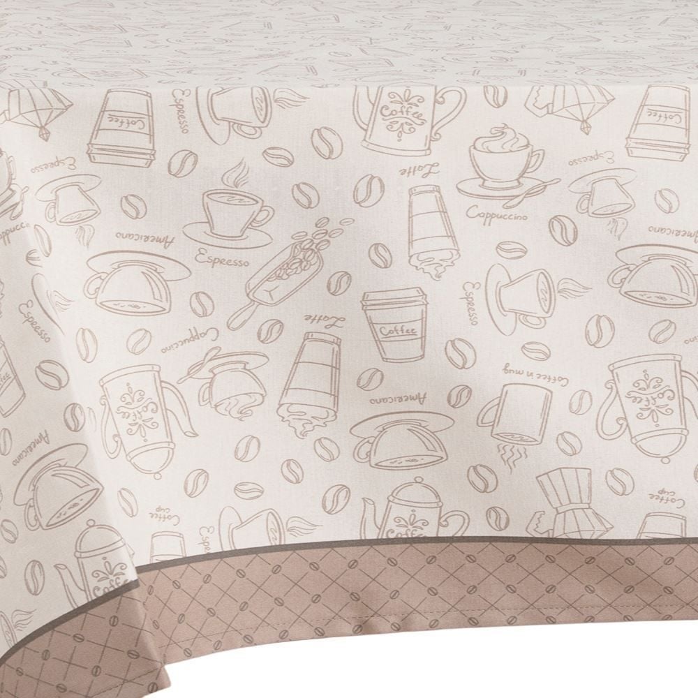 Toalha de Mesa 1,40 X 1,40 m Clean  Döhler - Desenho Café