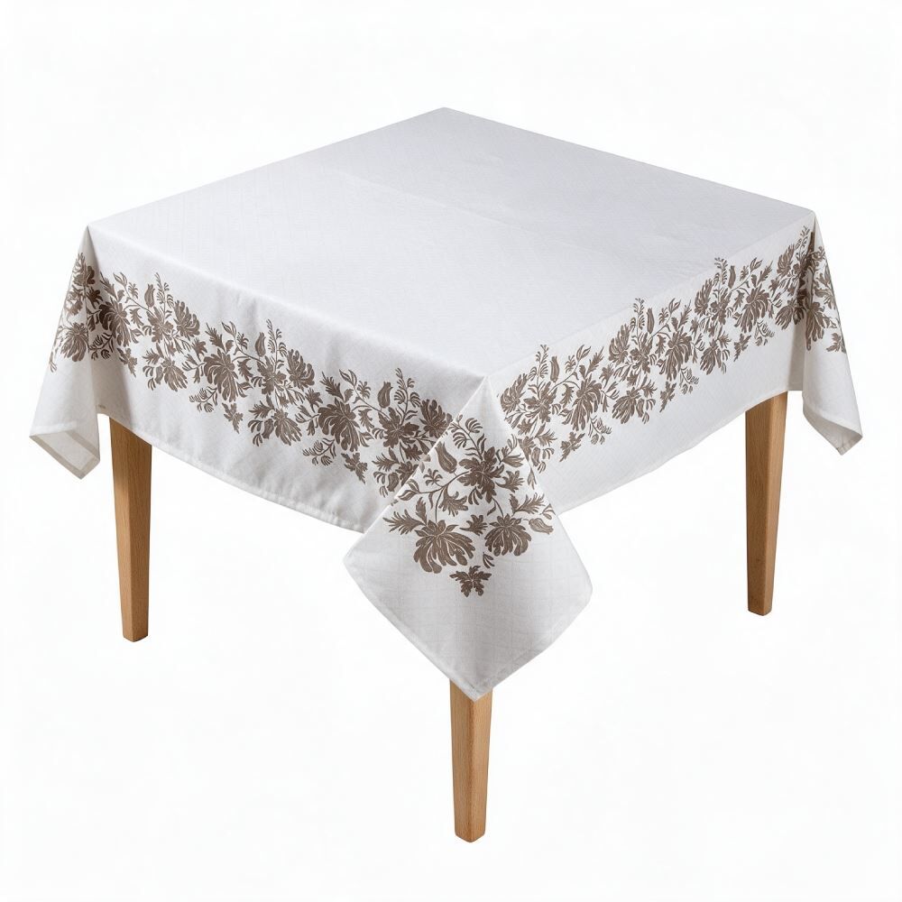Toalha de Mesa Quadrada 1,40X1,40M Clean Döhler - Floral Marrom