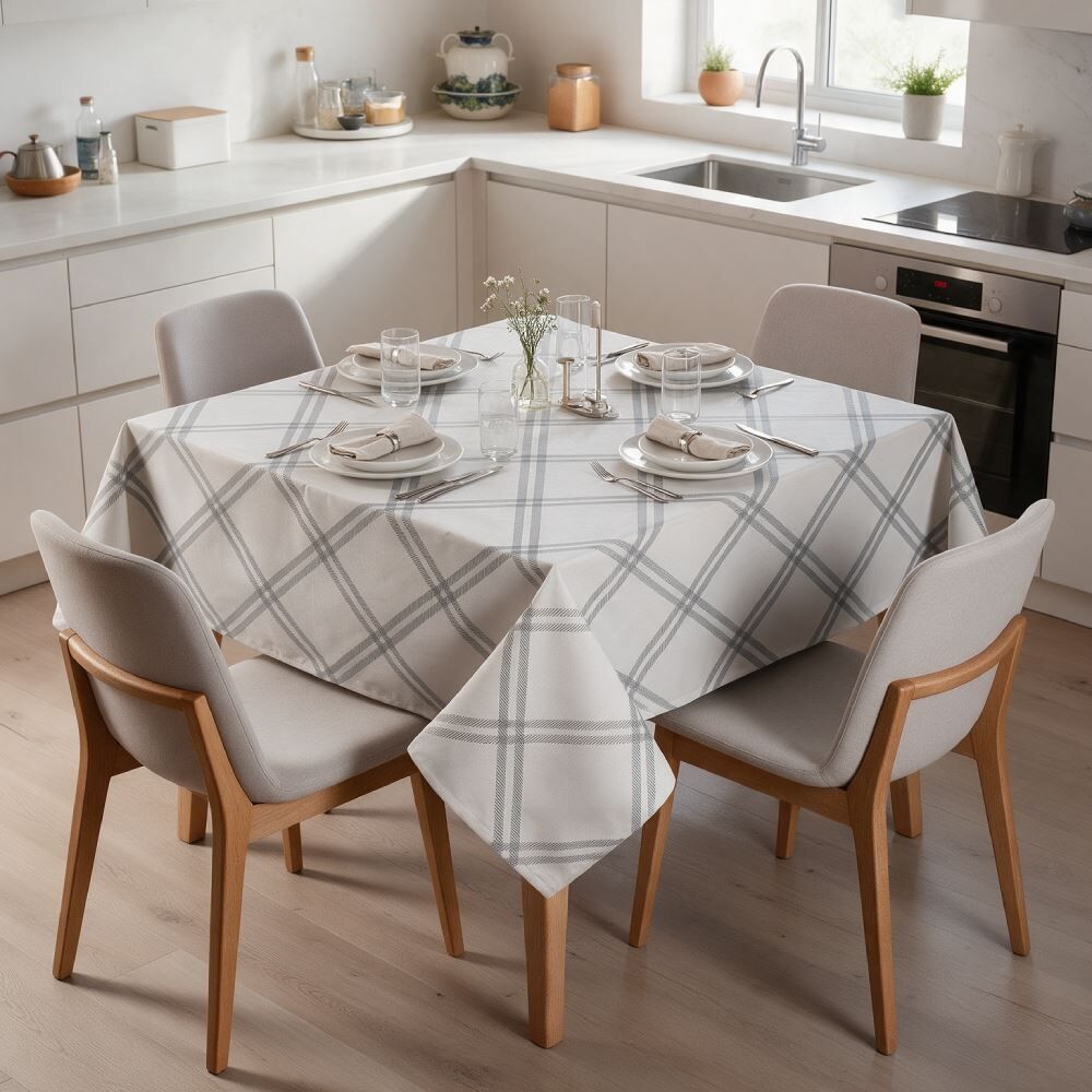 Toalha de Mesa Quadrada 1,40X1,40M Clean Döhler - Grid Azul