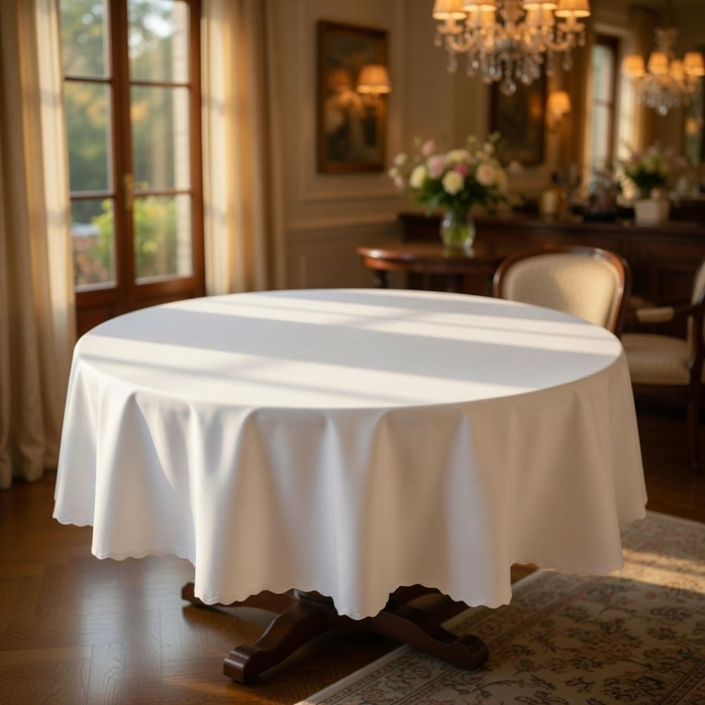 Toalha de Mesa Redonda 1,80 m Gourmet Salehtex - Branco