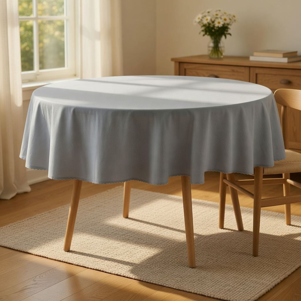 Toalha de Mesa Redonda 1,80 m Gourmet Salehtex - Prata