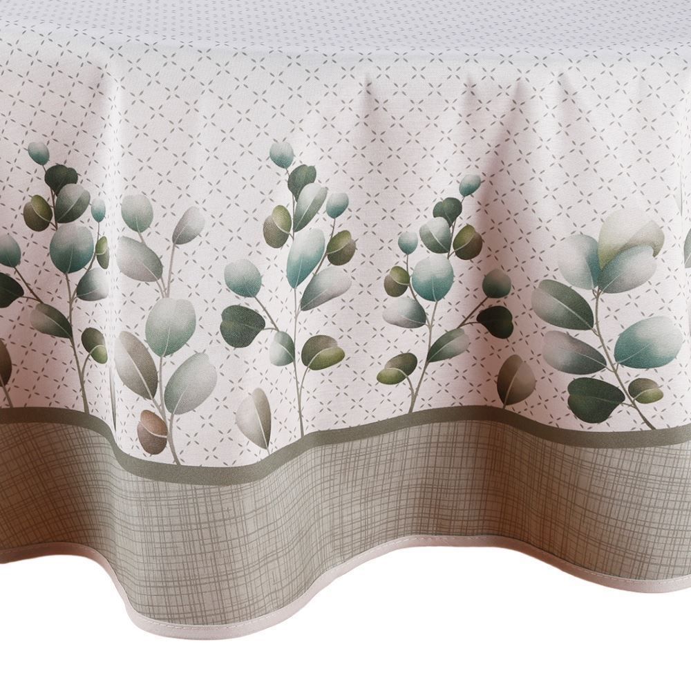 Toalha de Mesa Redonda Clean Renova Dohler - Flores Verde