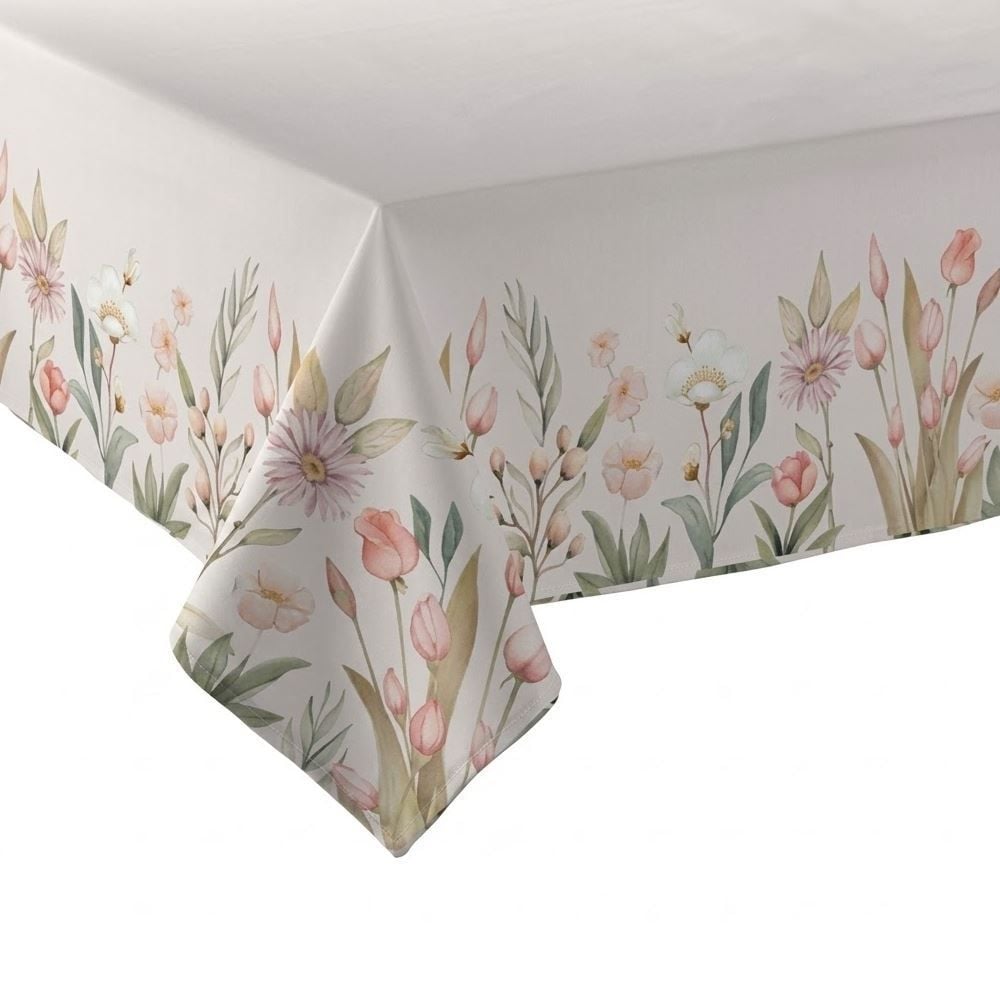 Toalha de Mesa Quadrada 1,80X1,80 m Clean Renova Döhler - Flores Salmão