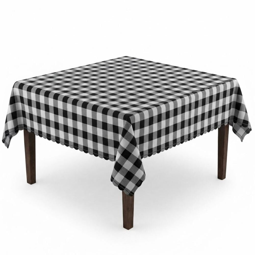 Toalha de Mesa Térmica 1,38X1,38 m Salehtex - Xadrez Preto