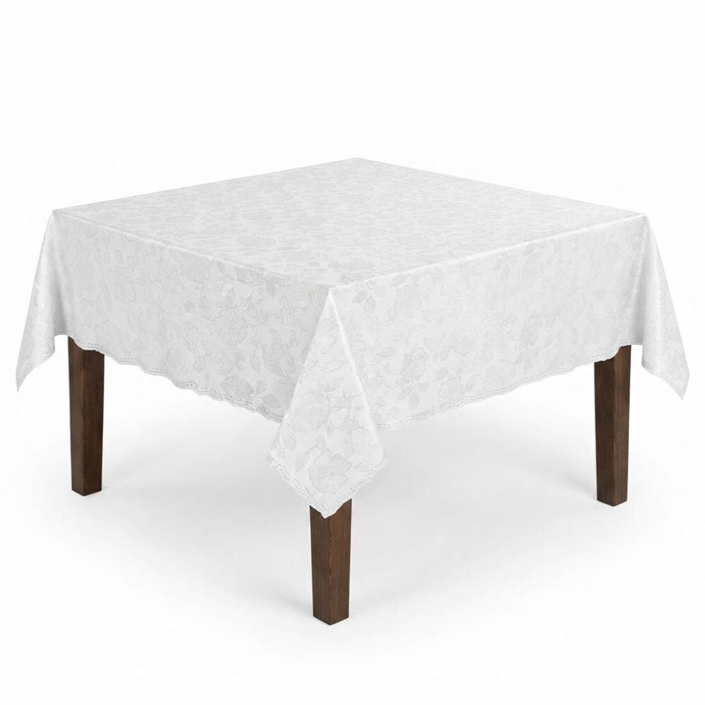 Toalha de Mesa Térmica 1,38X1,38 m Salehtex - Branca Jacquard