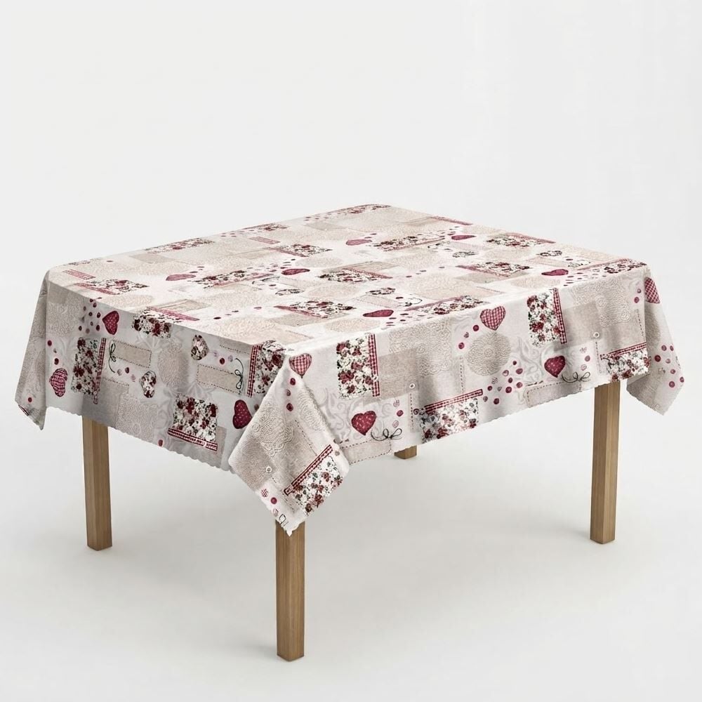 Toalha de Mesa Térmica 1,38X1,38 m Salehtex - Coração Patchwork